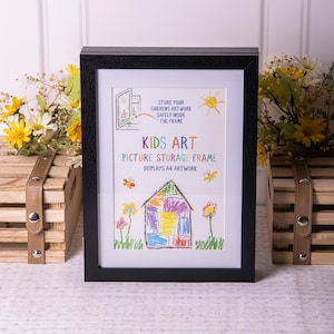 Black Wood Art Frame A4 Changeable Wall Hanging Kids Picture Storage Display