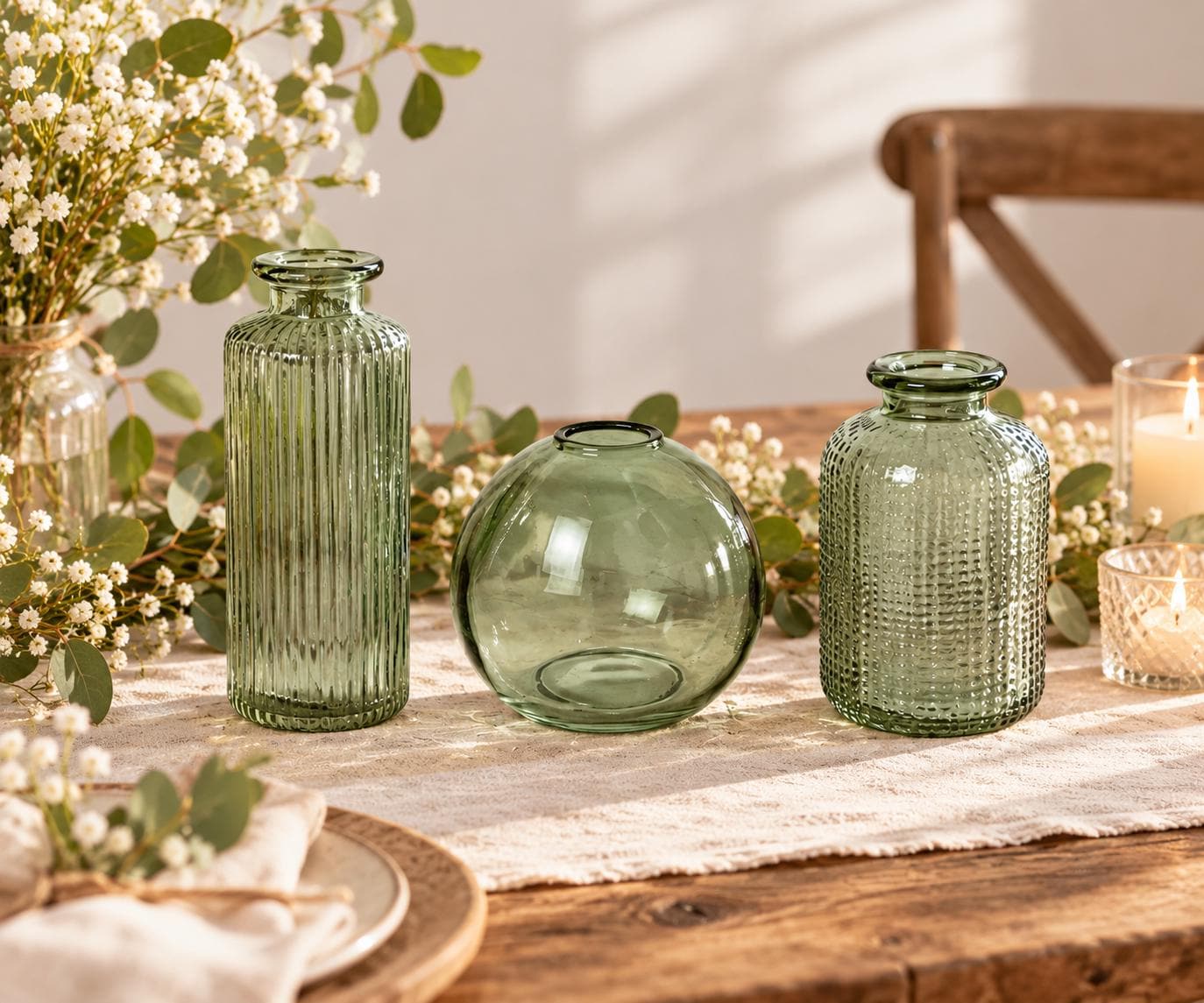 Green glass vase