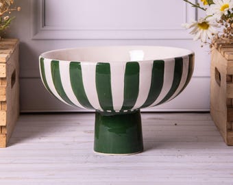Groen-wit gestreepte fruitschaal keramische display sokkel decoratieve schaal