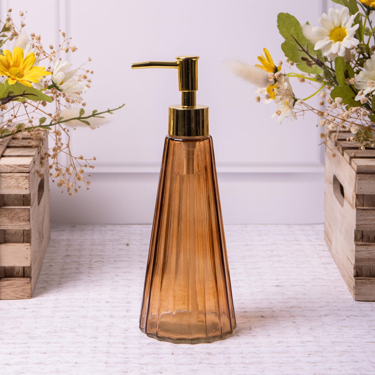 Amber Glass Soap Dispenser
