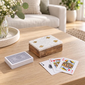 Holz Marmor Spielkarte Pack Box Weiß Fall Deck Halter Herren Geschenk