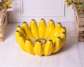 Banaanvormige fruitschaal gele keramische decoratieve displayschaal
