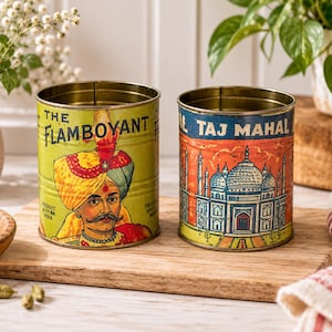Juego de 2 soportes para utensilios de cocina con diseño vintage retro del Taj Mahal, latas de almacenamiento para decoración de cocina.
