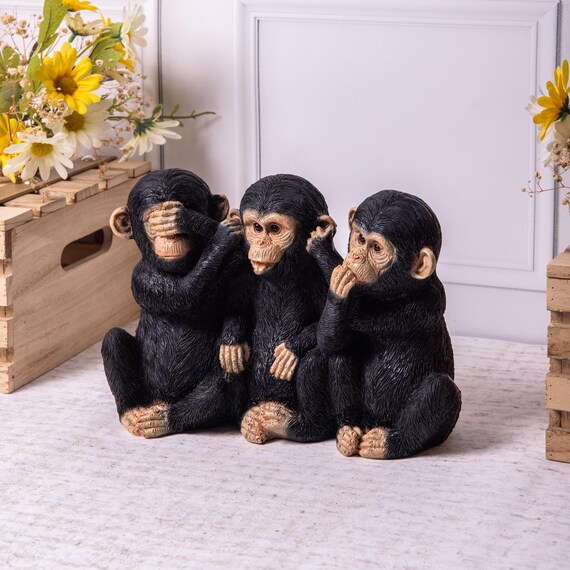 3 Three Wise Monkeys Resin Decorative Ornament Figures Gift - Etsy