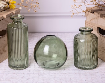 Vaso In Vetro Verde 18cm Per Fiori – Moderno, Cilindrico, Ampia Apertura, Decorazione Da Tavolo