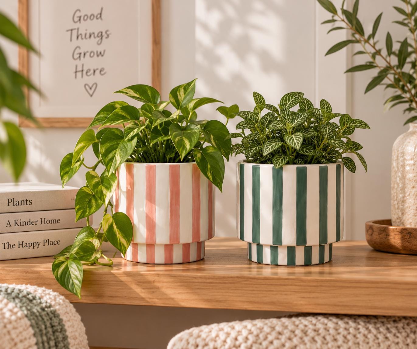 Gestreifte blumentopf
