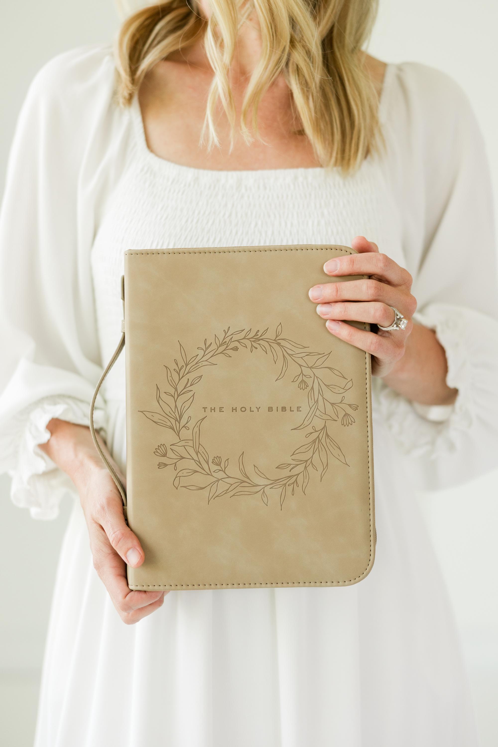 Floral Wreath Vegan Leather Bible Cover Case - Faith Based Gift - Etsy