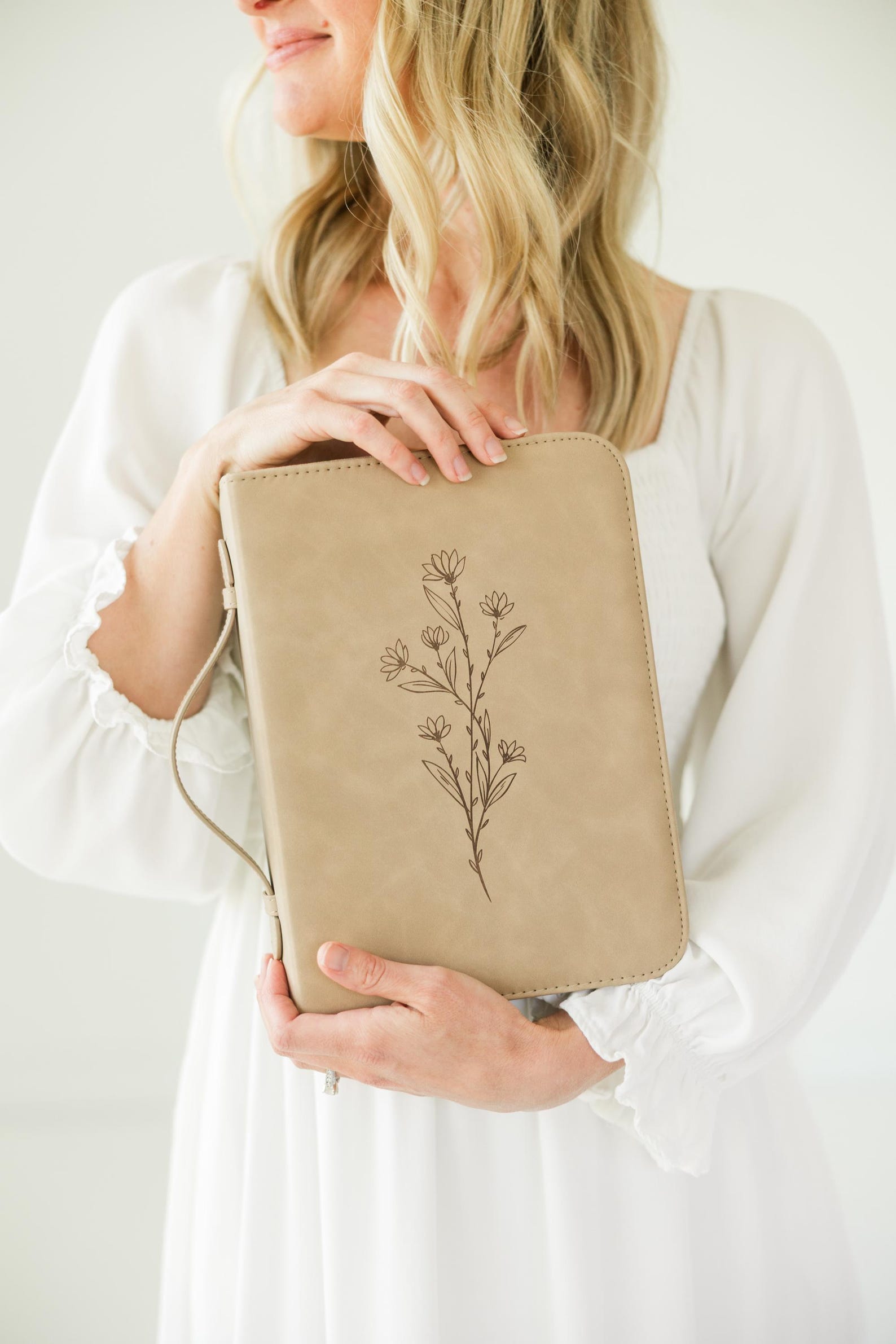Floral Vegan Leather Bible Cover Case: