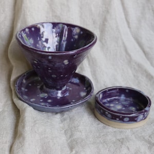 Handmade Ceramic Drip Set - A Slab-Built Coffee Dripper and Catcher (V60 Compatible)