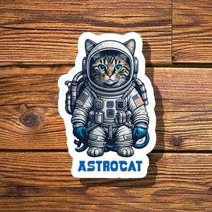 Astro Cat - Vinyl Laptop Aufkleber, Katzenaufkleber für Wasserflaschen, langlebige Aufkleber für Becher, wasserdichte Aufkleber für Wasserflasche
