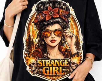 Strange Girl PNG, stranger thing s messybun, stranger thing, sublimation sublime, '80s horror Movis, gifted trendy, trendie gifte, gif te