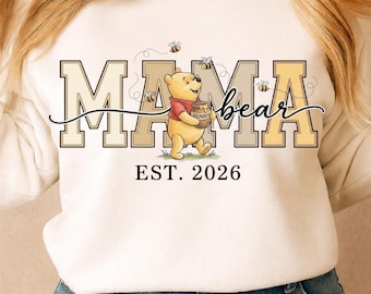 Mama Bär Shirt (PNG), Mama Est (PNG), Muttertag, Geschenkidee zum Muttertag, Muttertags-PNG, Est 2026 Shirt, Bärenmama-Shirt (PNG), Winnie Puuh Geschenk