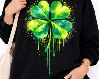 shamrock-ful shirt st patricks day, t-shirt st patricks day, shamrock days shirt,A vibrant green watercolor painting,the lucky Irish clover