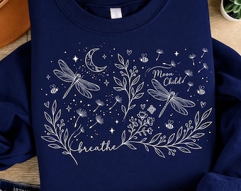 Dragonfly Nature Shirt, Flower Lover Gift, Womens Clothing, gardening shirt,Cute Wildflowers Aesthetic, Dandelion Tee,nature tee,breathe png