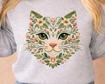 Floral Cat PNG, floral png, Wildflower Kitten Sublimation Design, flower clipart, Cute Cat PNG, Floral Spring Cat PNG, cat shirt,cat mug,dft