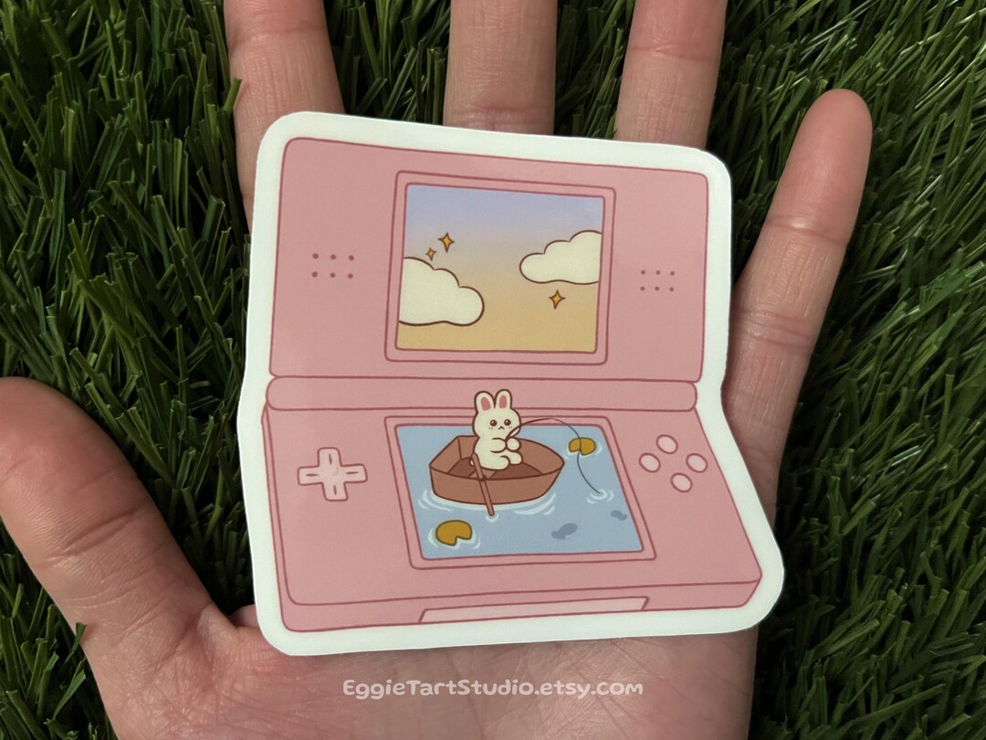 Rabbit Game Sticker Retro Gamer Bunny Decal, Cute White Rabbit Stickers, Nintendo DS Video ...