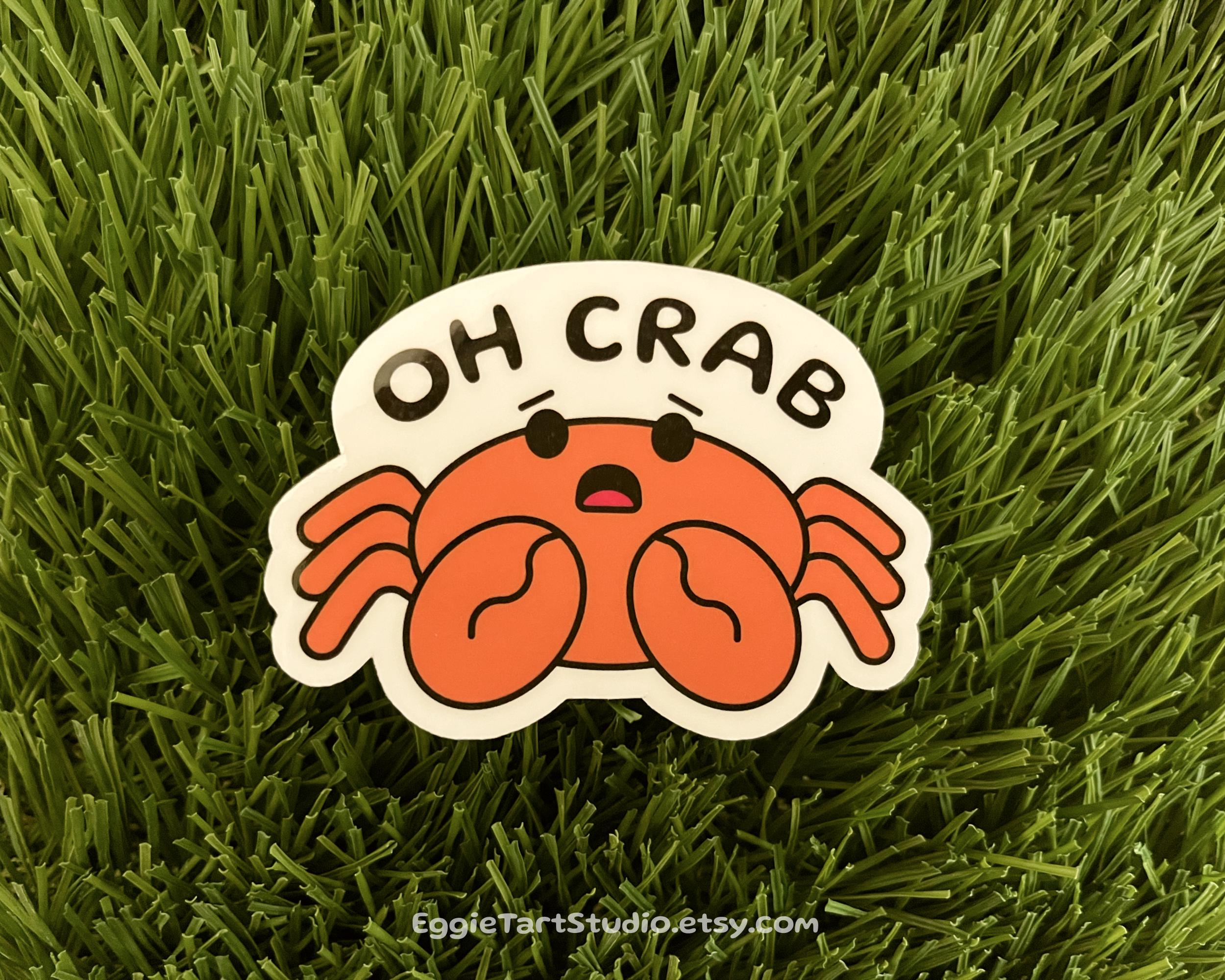 Sticker Crap Oh Crab Sticker - Cute Crab Decal, Funny Sea Life Stickers, Surprised ...
