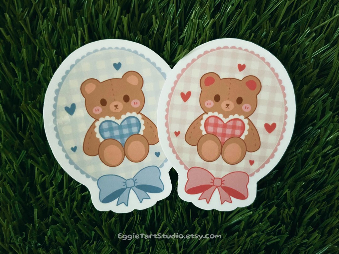 Coquette Teddy Bear Sticker - Kawaii Bear Decal, Girly Cute Stickers ...