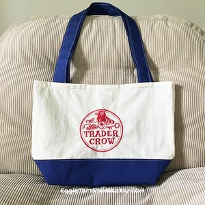 Trader Crow Embroidered Mini Tote Bag (100% Cotton Fabric)