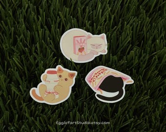 Tiny Asian Snack Cats Sticker Pack - Cute Asian Food Inspired Stickers Set, Kawaii Kitten Art, Gift for Kitty Lovers, Drinks and Candy Decal