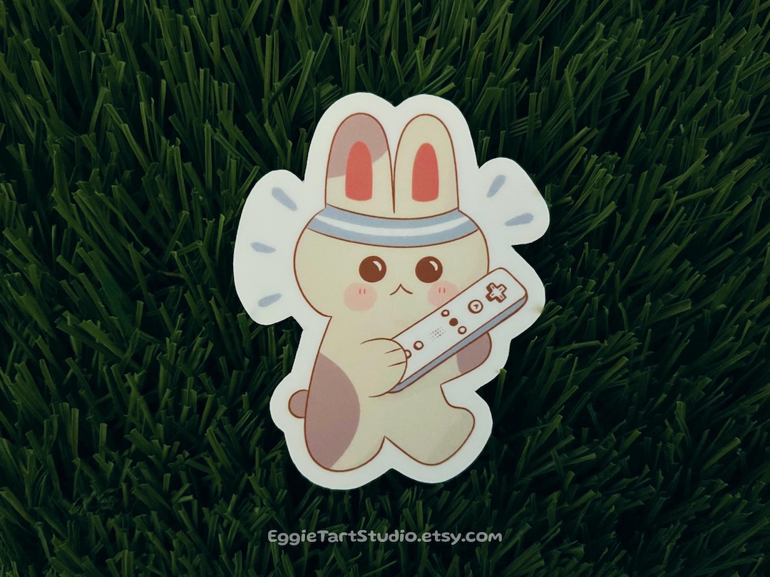 Bunny Nintendo Wii Sticker - Rabbit Playing Wii Sports Art, Retro ...
