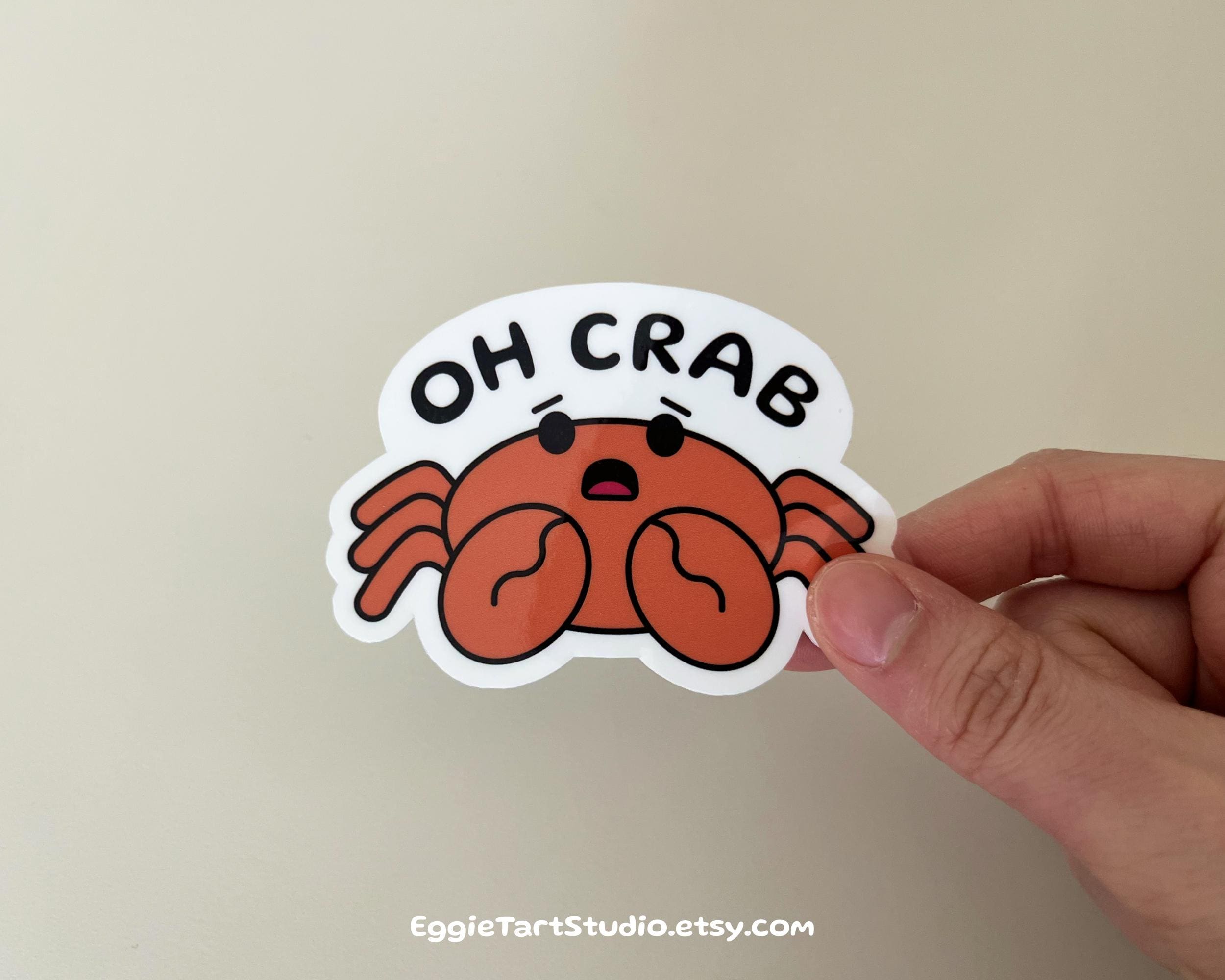 Snap Crap Oh Crab Sticker - Cute Crab Decal, Funny Sea Life Stickers, Surprised ...