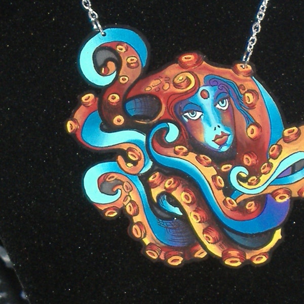 Octopus Girl Tattoo Necklace