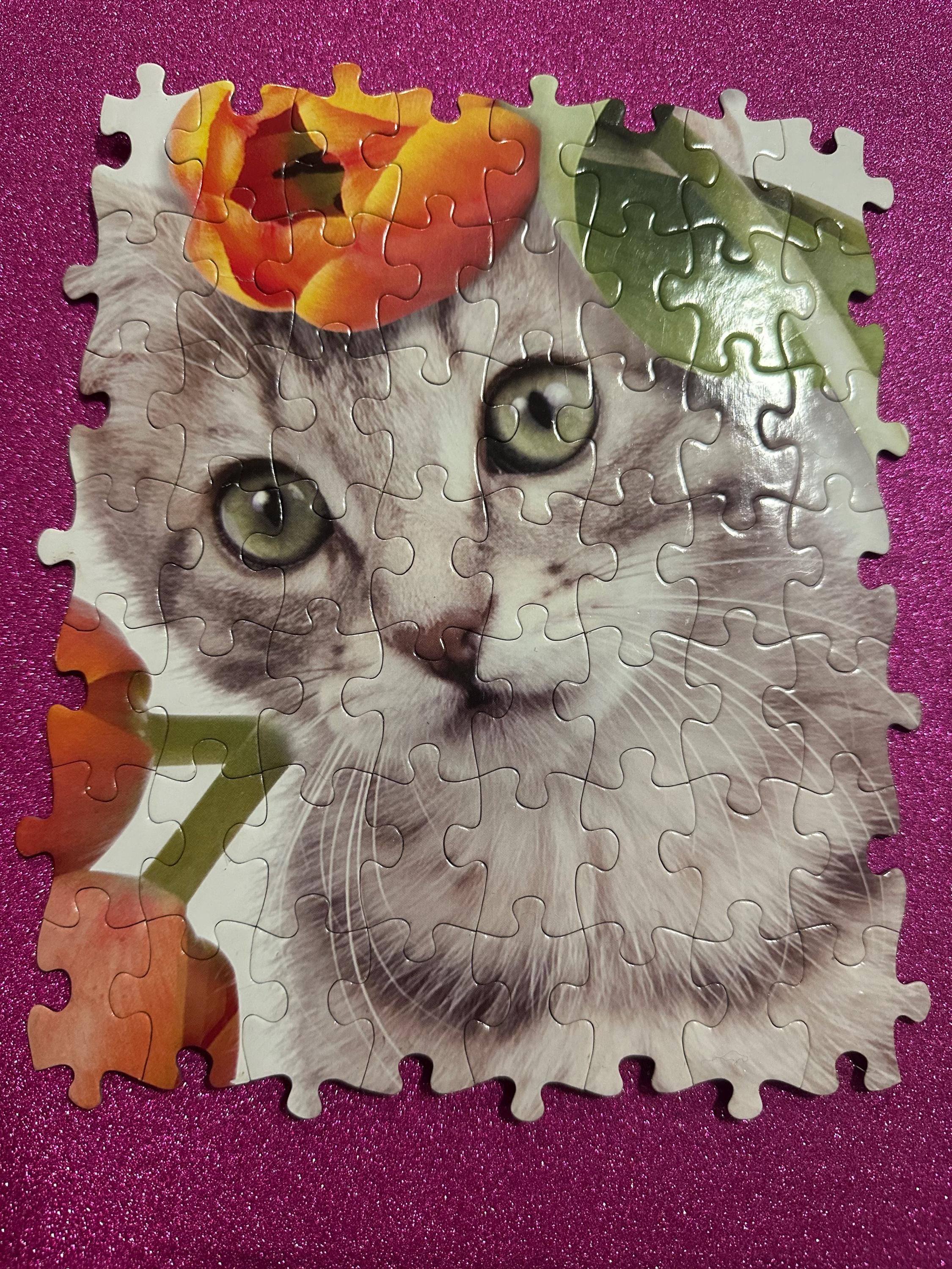 Small Glued Kitty Puzzle - Edges Left Off - Etsy