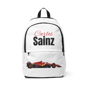 Carlos Sainz Formula 1 Unisex Backpack Christas gift, Motorsport Bag, Racing Fan Gift, Travel Daypack, Sports Team Gear