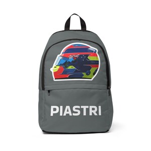 Vintage Unisex Fabric Backpack Piastri Formula 1, Travel Bag, School Backpack, Racer Gift, Motorsport Fan, Racing Backpack