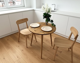 Solid Wood Dining Table, Rustic Farmhouse Kitchen Table, Round Dining Table, dining table for 2, pine wood table, small dining table, MCM