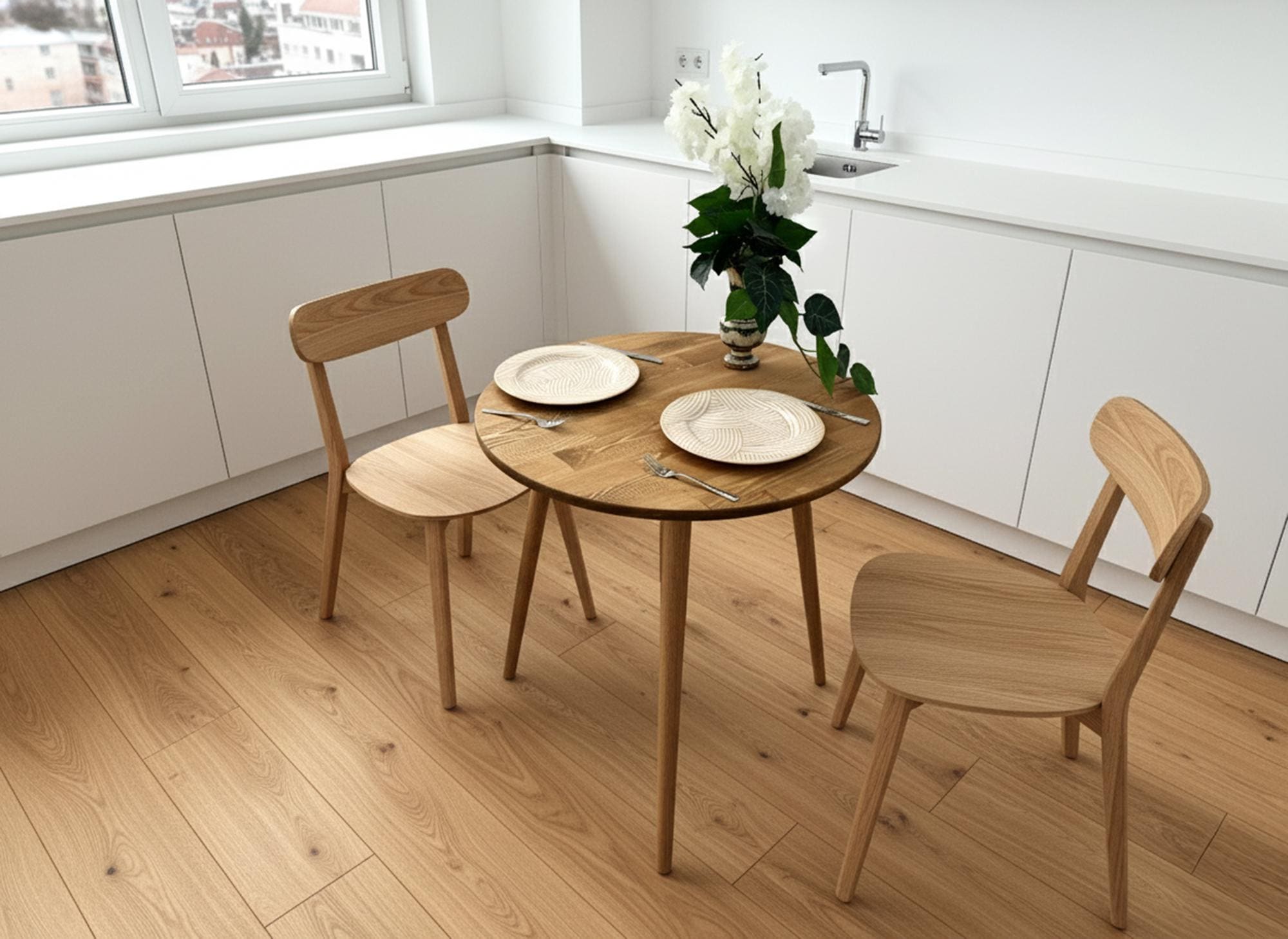 Ronde Eettafel Van 100 Cm, Rustieke Moderne Stijl, Eettafel Met Stevige Poten Voor Keuken En Eetkamer