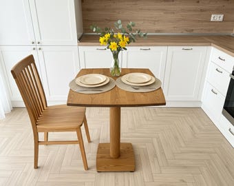 Handmade Solid Wood Dining Table, Rustic Farmhouse Kitchen Table, Mid Century Modern Scandinavian Style – Custom Furniture, MCM Dining table