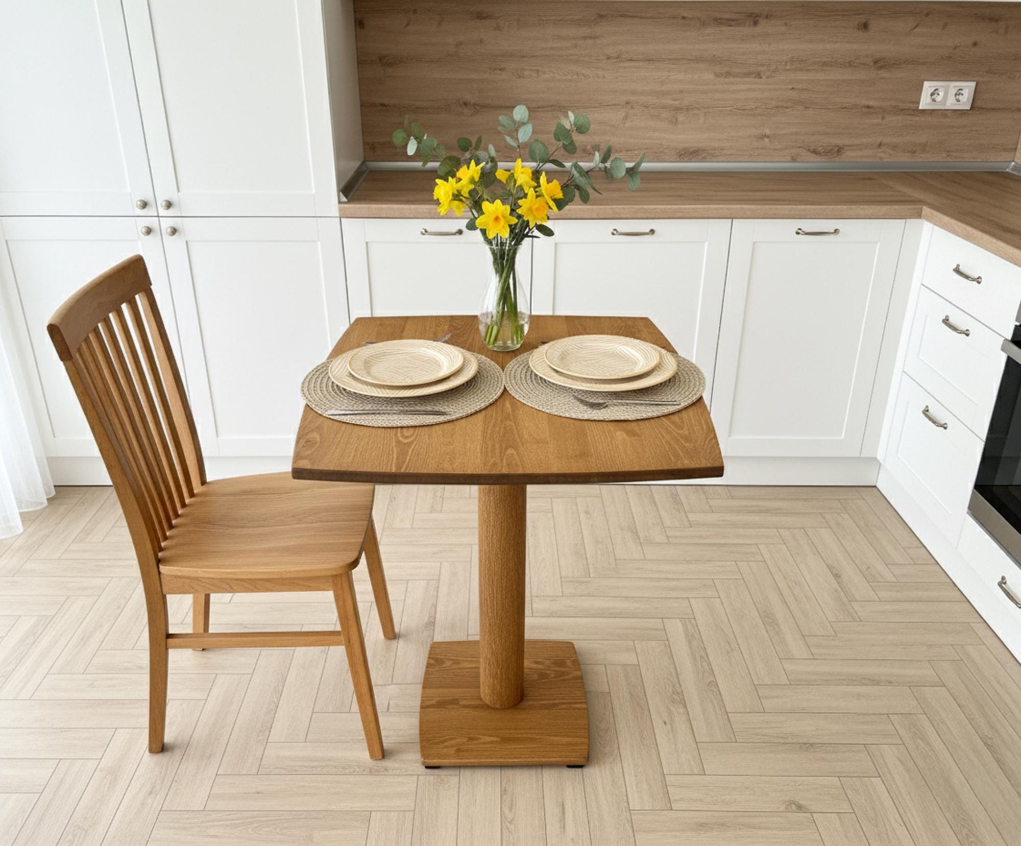 Handmade Solid Wood Dining Table, Rustic Farmhouse Kitchen Table, Mid ...