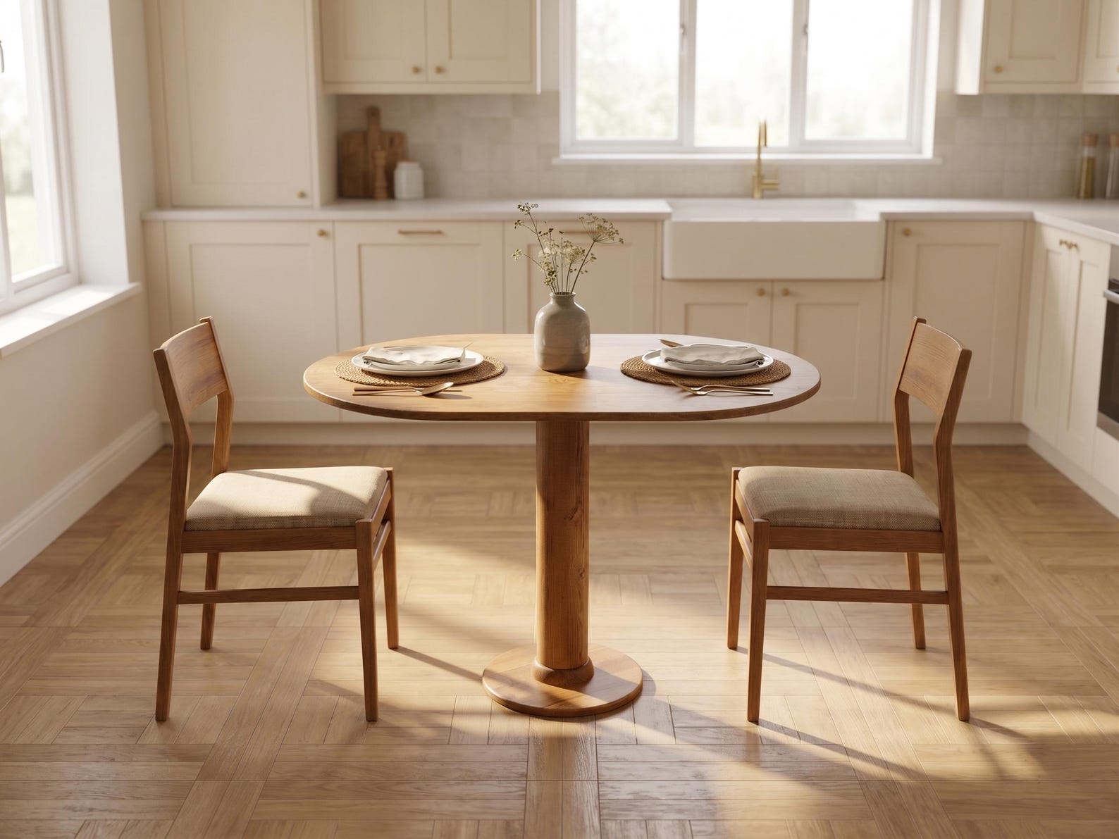 Solid Wood Dining Table – Rustic Farmhouse Kitchen Table for Family ...