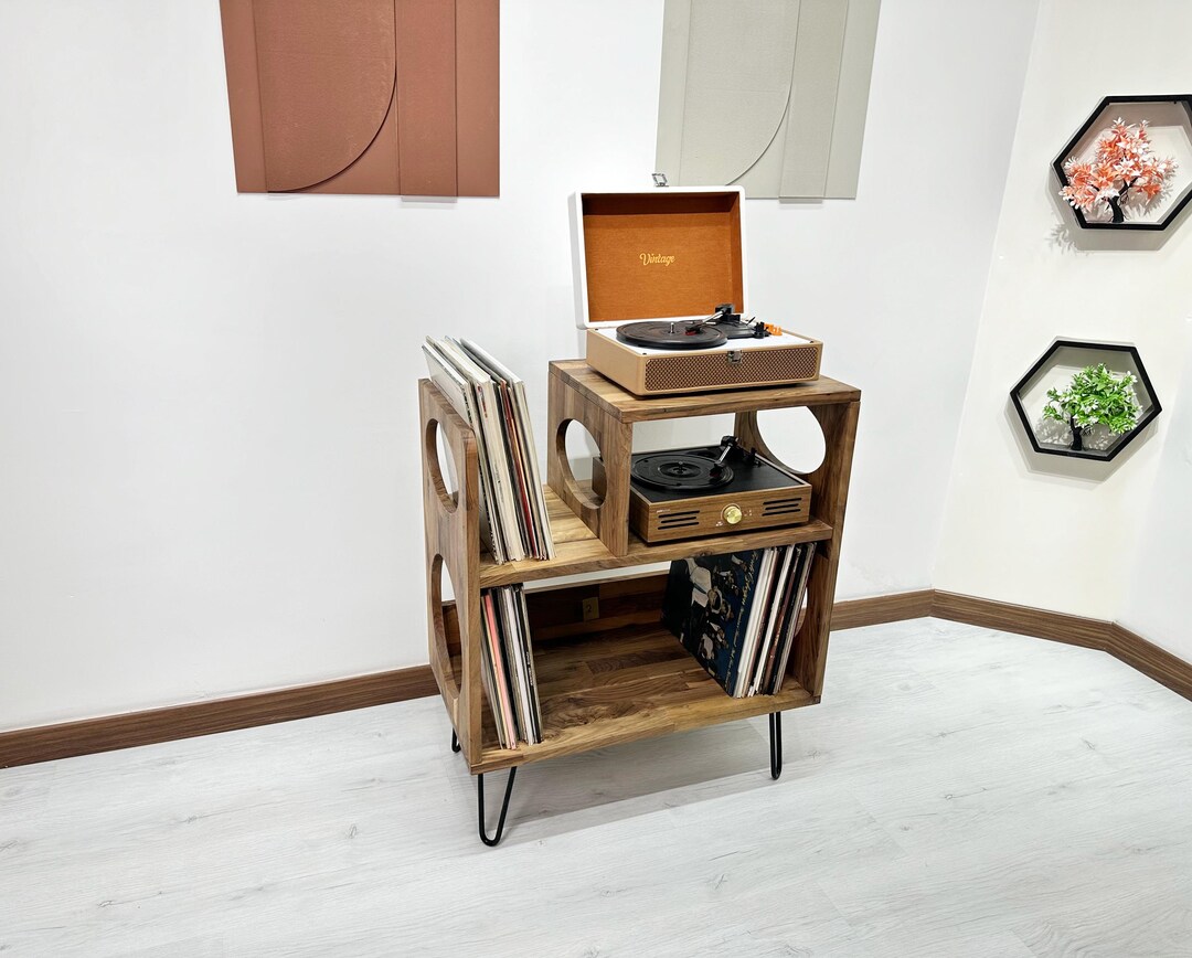 Handcrafted Mid Century Record Player Stand With Vinyl Storage | Retro ...