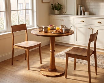 Round Dining Table, Solid Wood Dining Table, Modern Kitchen Table, Oak Dining Table, Pedestal Table, Small Dining Table, Handmade Furniture
