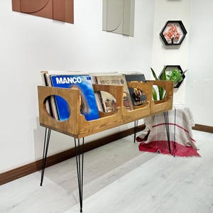 Schallplatten Aufbewahrungsbox - Plattenspieler - Mid Century Modern Möbel - Plattenspieler Ständer - LP Organizer - Minimalistischer Organizer