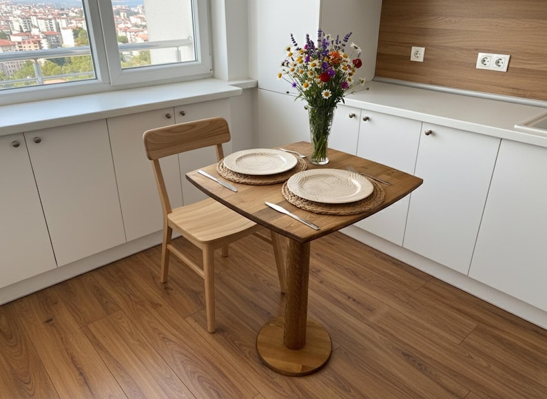 Handmade Solid Wood Dining Table, Rustic Farmhouse Kitchen Table, Mid ...