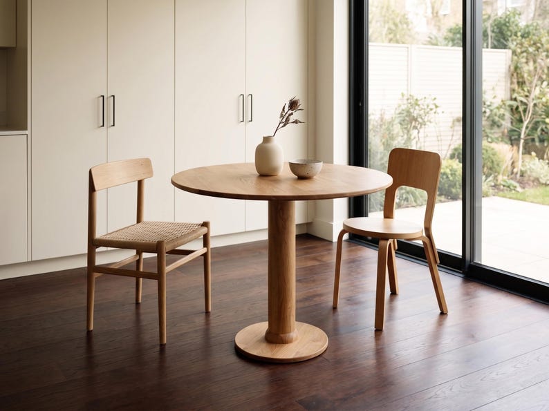 Oak Wood Dining Table, Modern Farmhouse Kitchen Table, Custom Oak ...