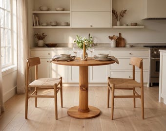 Custom Solid Wood Dining Table, Modern Farmhouse Kitchen Table, Oak Walnut Dining Table, Handmade Rustic Table, Mid Century Dining Furniture