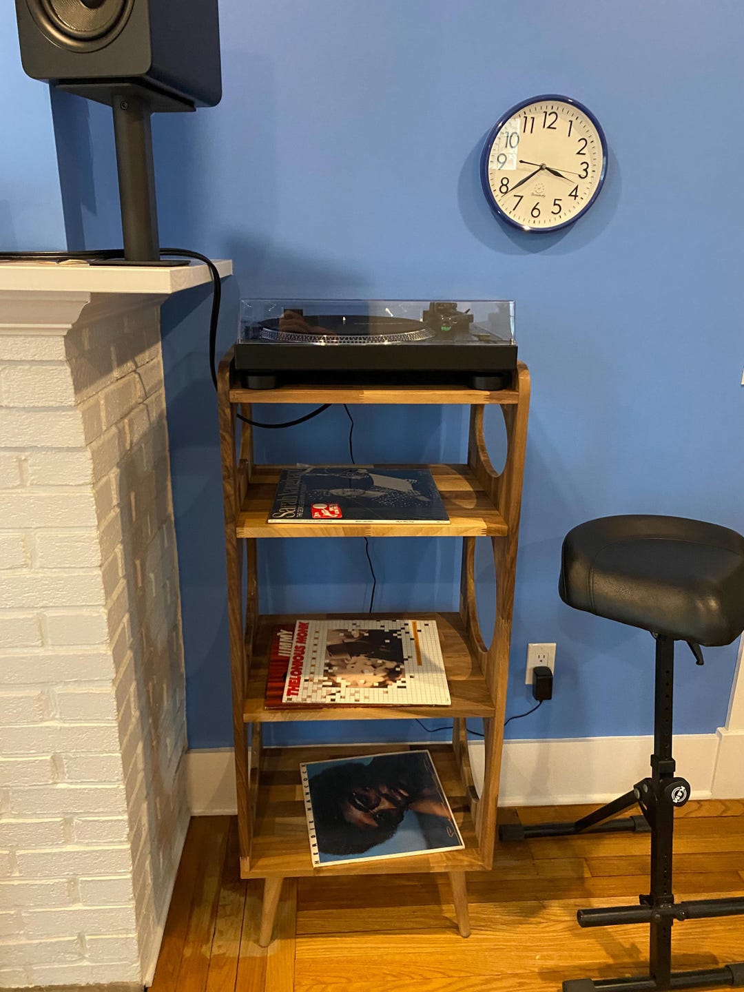 Walnut Mid Century Record Player Stand Vinyl Storage | Retro Solid Wood ...