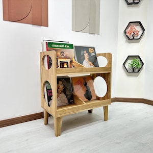 Schallplatten Aufbewahrung - Schallplattenschrank - Plattenspieler - Plattenspieler - Schallplattenaufbewahrung - MCM Mid Century Modern Möbel - Plattenspieler - Organisator