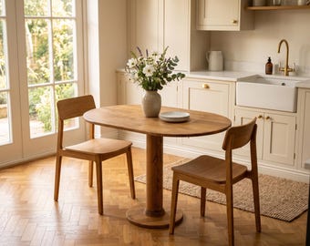 Solid Wood Dining Table – Rustic Farmhouse Kitchen Table for Family Gatherings, Modern Scandinavian Wooden Dining Furniture, kitchen