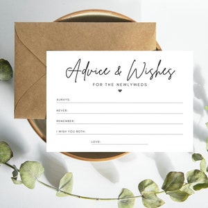 Carte de voeux et de conseils pour les futurs mariés, Cartes de conseils pour la mariée nuptiale, Cartes de conseils pour les jeunes mariés pour les nouveaux parents, Cartes de voeux pour la douche nuptiale minimaliste