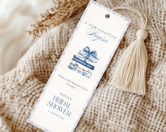 Her Next Chapter Bridal Shower Bookmark Template, Book Theme Thank You Favor, Storybook Theme Shower Favor, Personalized Bridesmaid Bookmark