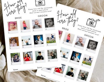 How Old Were They Game Wedding Games, Engagement Party Bridal Games, Printable Wedding Shower Event Game, Minimalist Wedding Table Game,