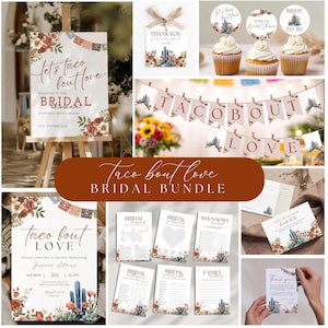 Taco Bout Love Brautdusche Bundle, Boho Fiesta Dusche Bundle, bearbeitbares mexikanisches Fiesta Brautbrunch Einladungsset Brautdusche Spiele