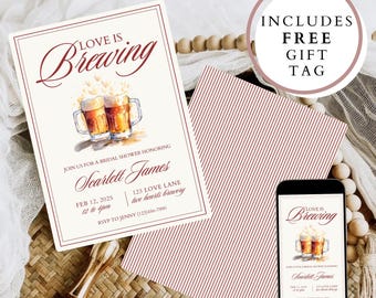 Liebe braut Bier Brautparty-Einladungs-Paket, Brautparty einladen, braut, bevor ich tue, Paar-Dusche einladen, Brautgeschenkanhänger Canva