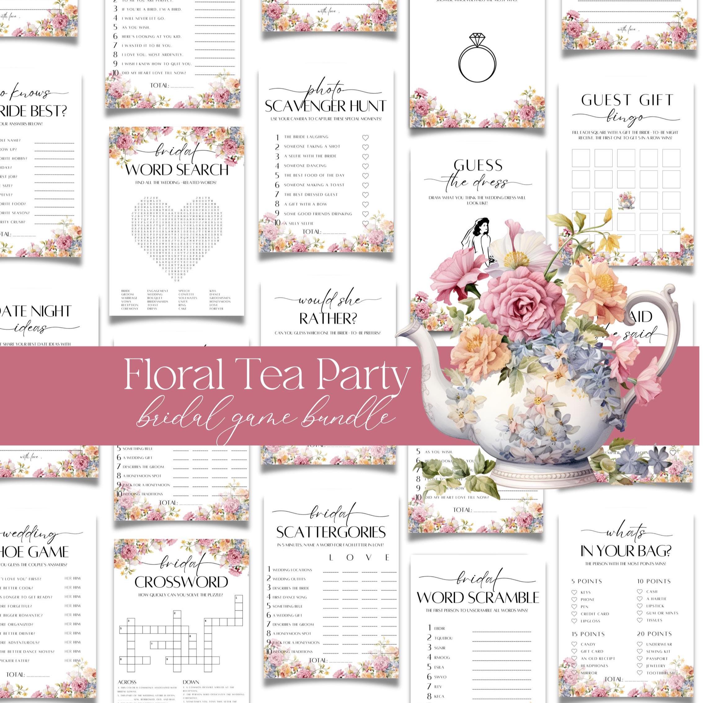 Tea Party Bingo Per Bridal Shower - 24 Giocatori Giochi Addio Al Nubilato - 6